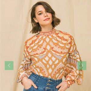 Boho floral print blouse